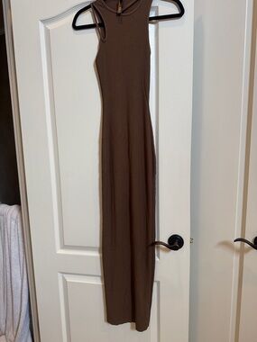 SKIMS Brown Sleeveless Ribbed Maxi Dress
